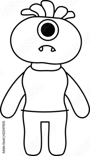 White cartoon cute monster vector