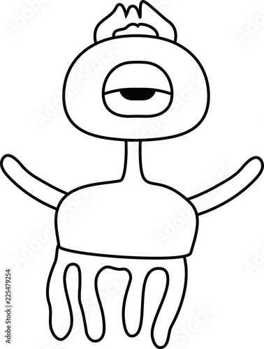 White cartoon cute monster vector