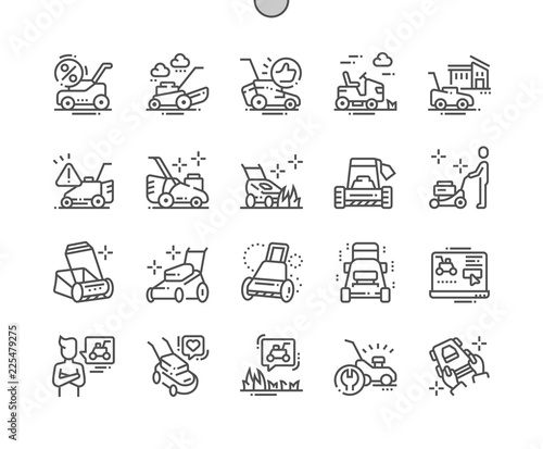 Lawn mower Well-crafted Pixel Perfect Vector Thin Line Icons 30 2x Grid for Web Graphics and Apps. Simple Minimal Pictogram