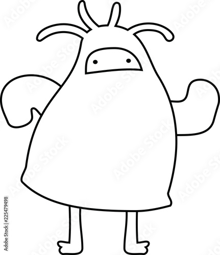 White cartoon cute monster vector