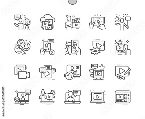 Video Blogging Well-crafted Pixel Perfect Vector Thin Line Icons 30 2x Grid for Web Graphics and Apps. Simple Minimal Pictogram