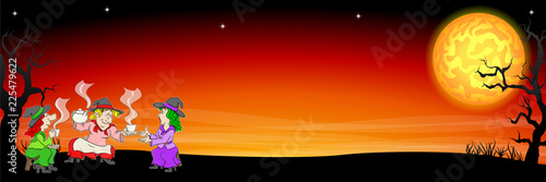 witches celebrate a halloween party with magic potion