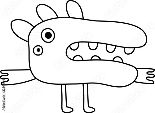 White cartoon cute monster vector