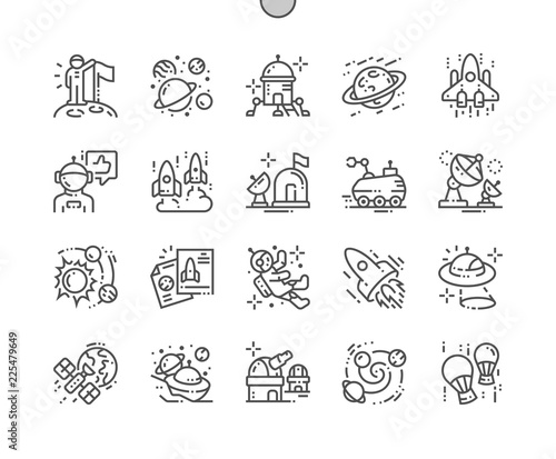 Space exploration Well-crafted Pixel Perfect Vector Thin Line Icons 30 2x Grid for Web Graphics and Apps. Simple Minimal Pictogram