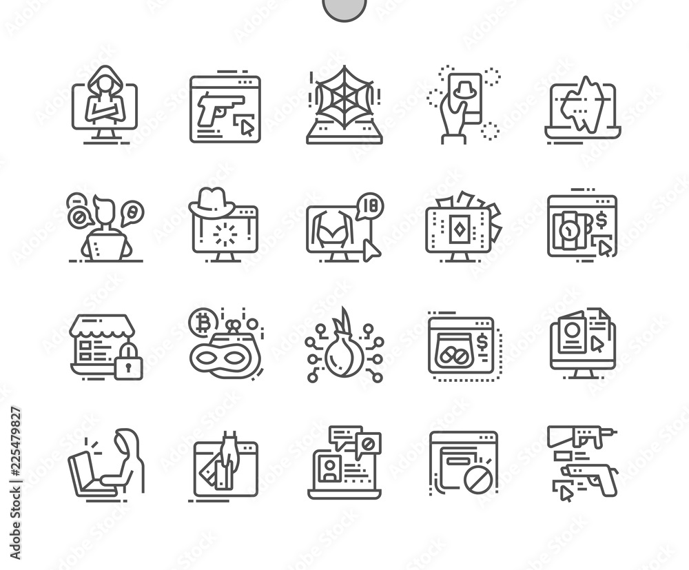 Dark side of web Well-crafted Pixel Perfect Vector Thin Line Icons 30 2x Grid for Web Graphics and Apps. Simple Minimal Pictogram Dark side of web Well-crafted Pixel Perfect Vector Thin Line Icons 30 2x Grid for Web Graphics and Apps. Simple Minimal Pictogram