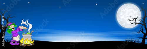 witch cooking a magic potion in the cauldron