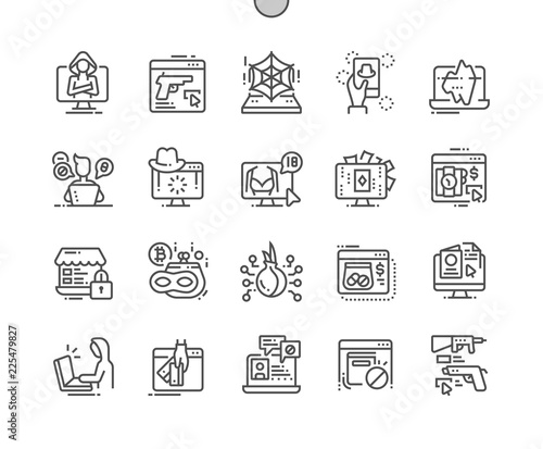 Dark side of web Well-crafted Pixel Perfect Vector Thin Line Icons 30 2x Grid for Web Graphics and Apps. Simple Minimal Pictogram