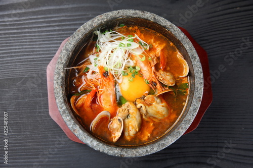 Korean sea food soft tofu stew