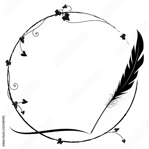 frame with ivy and feather
