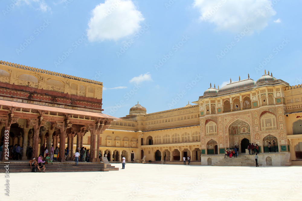 The architecture of Amer (or Amber) Fort in Jaipur. One of six Hill Forts of Rajasthan