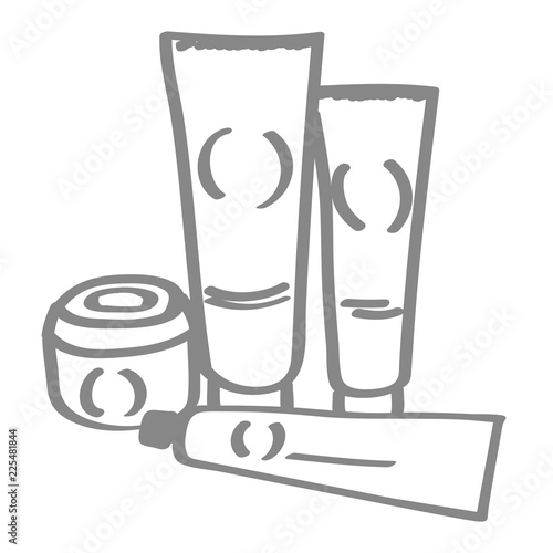 Handgezeichnete Cremetuben in grau
