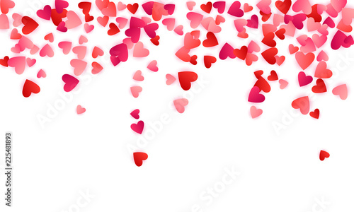 Red flying hearts bright love passion vector background.