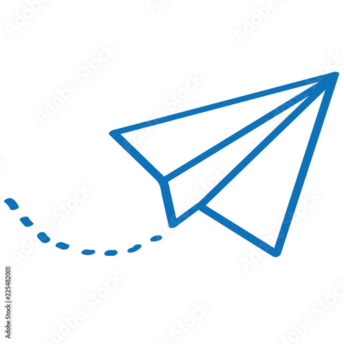 Handgezeichneter Papierflieger in dunkelblau