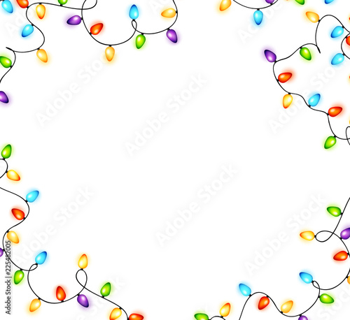 Colorful Christmas light bulbs vector frame