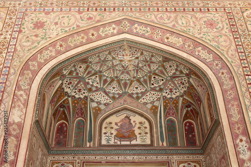 The details of intricate carvings around the Amer  or Amber Fort 