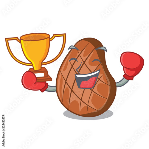 Boxing winner delicious beef steak isolated on mascot