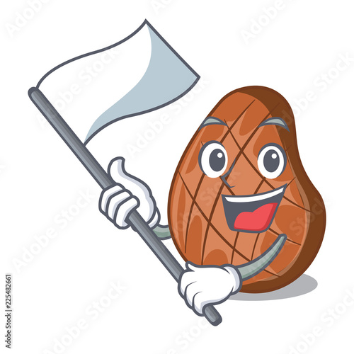 With flag delicious beef steak isolated on mascot