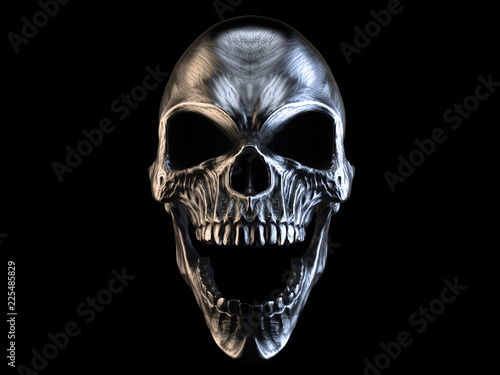 Canvas Screaming silver demon skull
