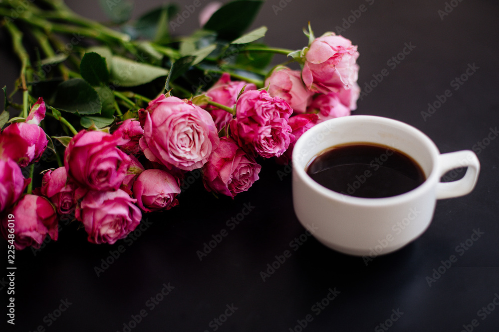 Cappuccino, eclairs and flowers. Cappuccino, eclairs and flowers.