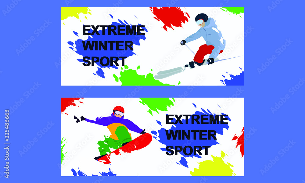 Obraz premium Sport skiing and snowboard banners