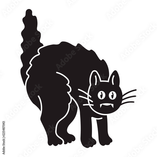 Scary black cat icon. Simple illustration of scary black cat vector icon for web design isolated on white background