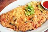 Omelet with crab meat fried