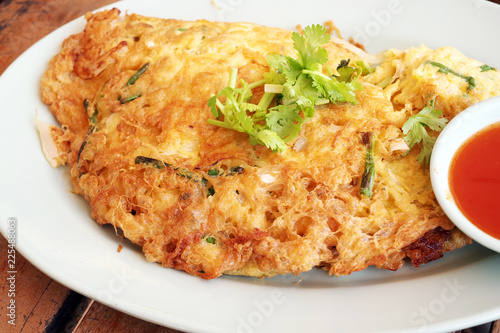 Omelet with crab meat fried