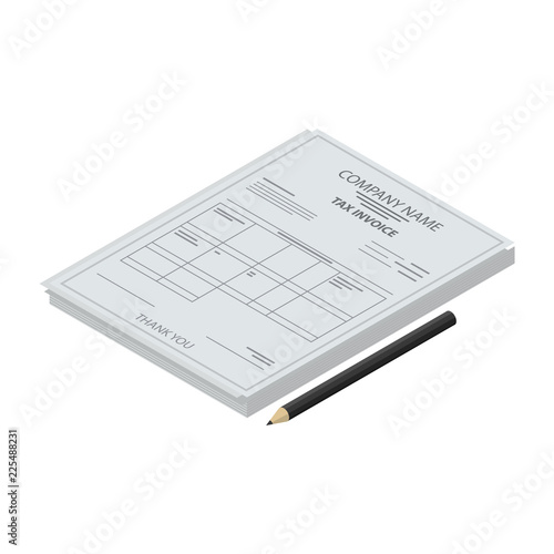 Tax invoice paper icon. Isometric of tax invoice paper vector icon for web design isolated on white background