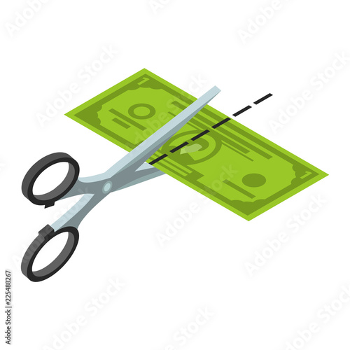 Cut half dollar icon. Isometric of cut half dollar vector icon for web design isolated on white background
