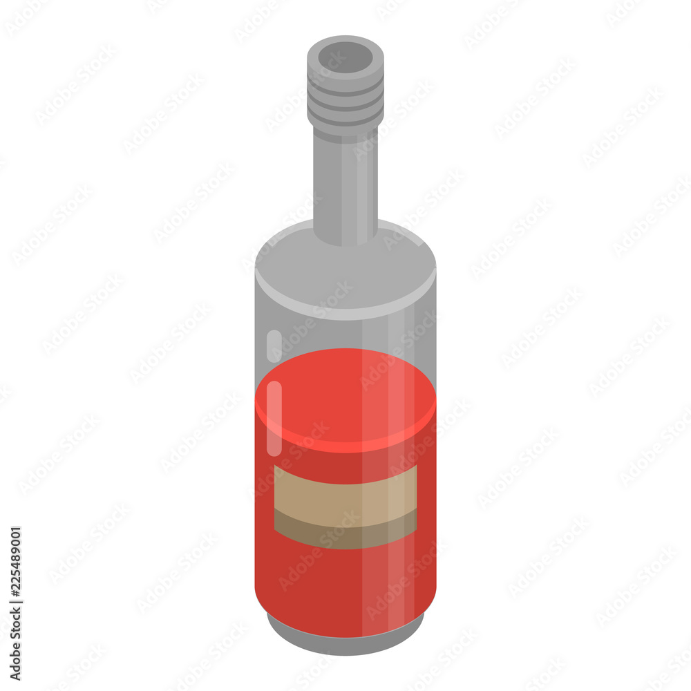 Red wine bottle icon. Isometric of red wine bottle vector icon for web design isolated on white background