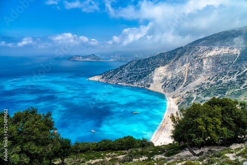 aerial view of the famous Myrtos beach on Kefalonia, Greece photo