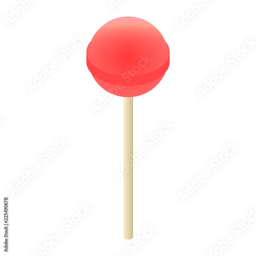 Red lollipop icon. Isometric of red lollipop vector icon for web design isolated on white background