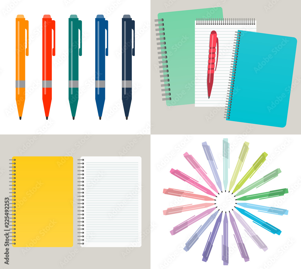 Vector illustration with notebooks Vector illustration with notebooks