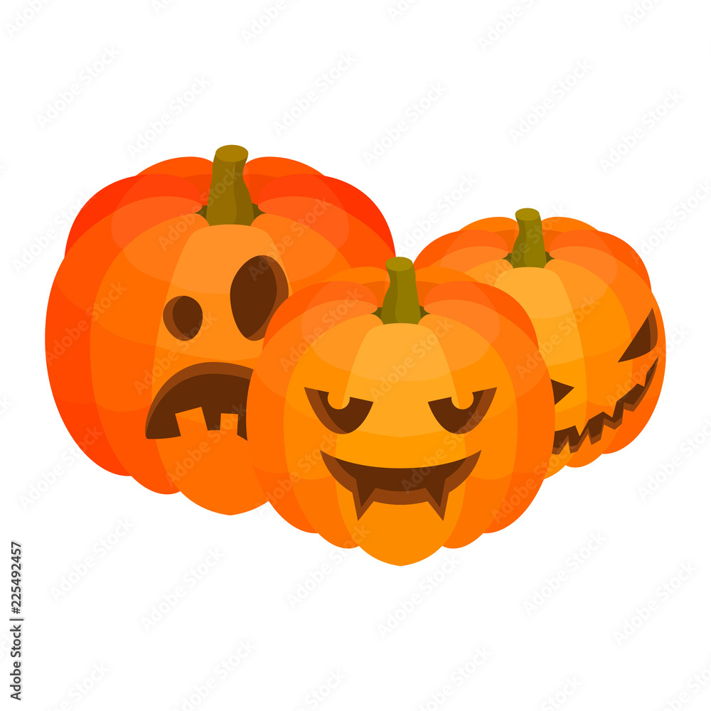 Halloween pumpkins icon. Isometric of halloween pumpkins vector icon for web design isolated on white background Halloween pumpkins icon. Isometric of halloween pumpkins vector icon for web design isolated on white background