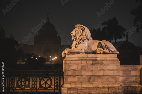 Entrance gate with white marble lions of Victoria Memorial photo