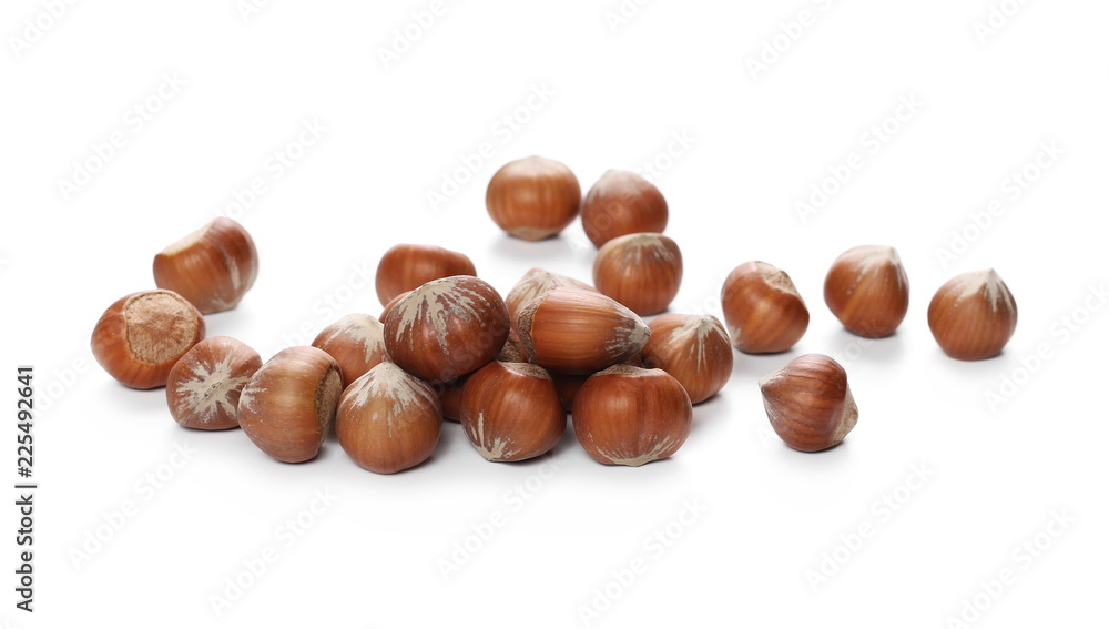 Hazelnuts isolated on white background Hazelnuts isolated on white background