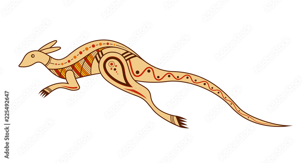 Kangaroo. Aboriginal art style. Stock Vector | Adobe Stock