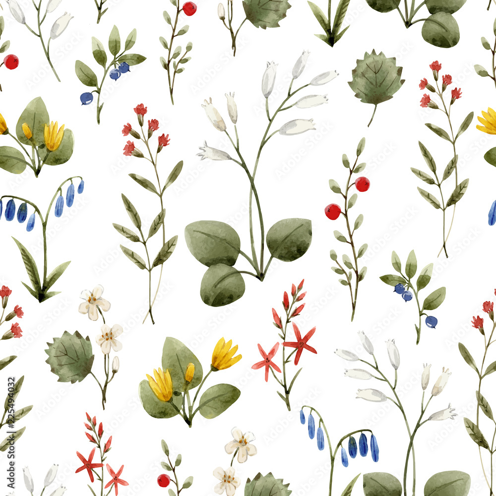 Obraz premium Watercolor floral vector pattern