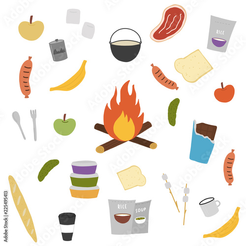 camping food vector illustration