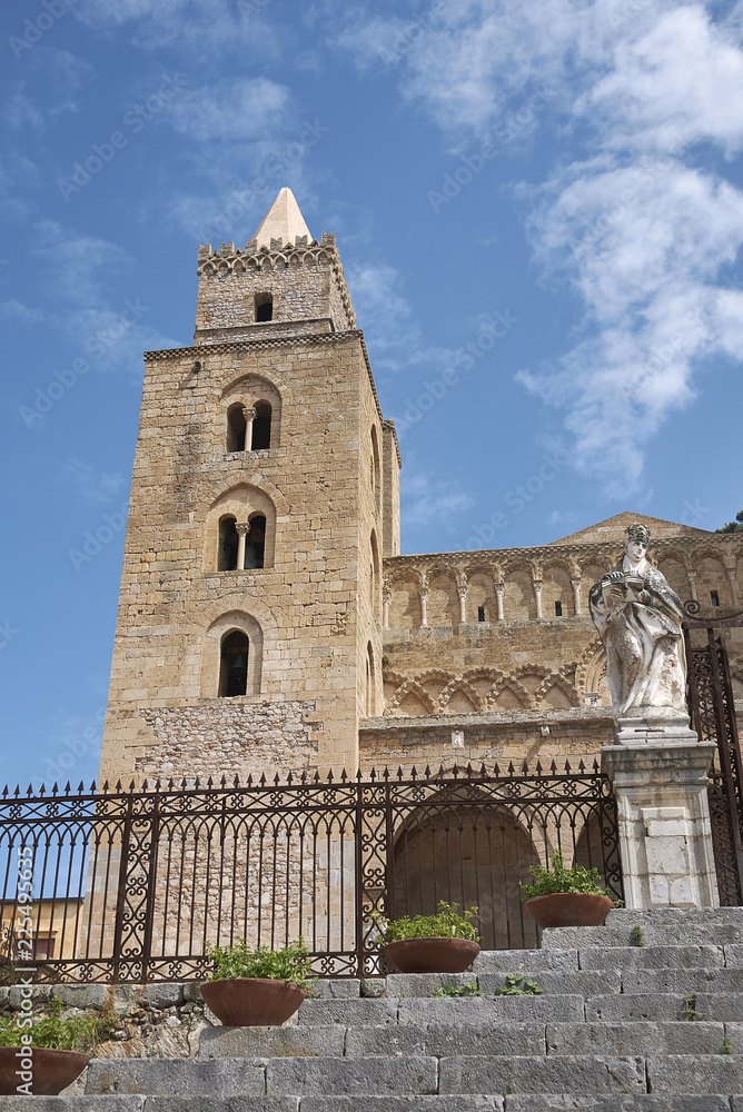 Cefalu, Italy - September 09, 2018: View of the Cathedral of Cefalu