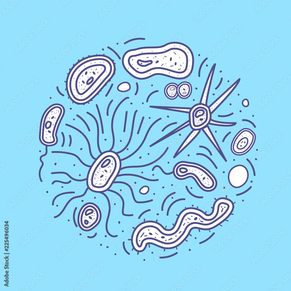 Bacteria cells set composition. Vector illustration.