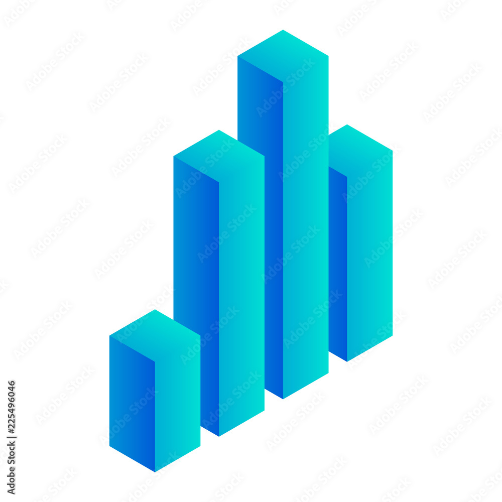 Blue graph column icon. Isometric of blue graph column vector icon for web design isolated on white background Blue graph column icon. Isometric of blue graph column vector icon for web design isolated on white background