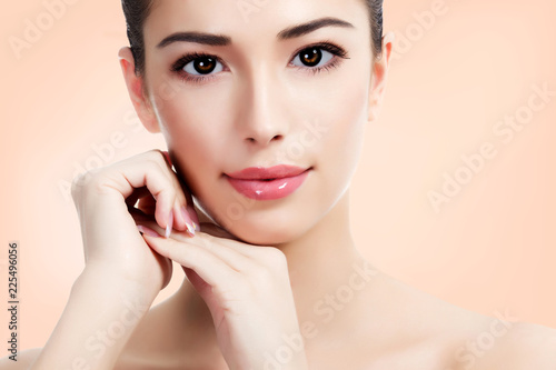 Pretty woman with clean and fresh skin. Beautiful girl portrait
