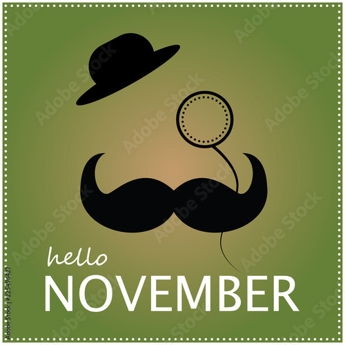 Hello november - no shave like a sir - vector graphic for calendars, cards, backgrounds etc.