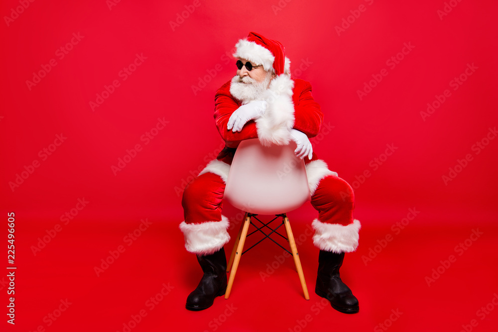Full legs body size profile side view grandfather aged Santa in 