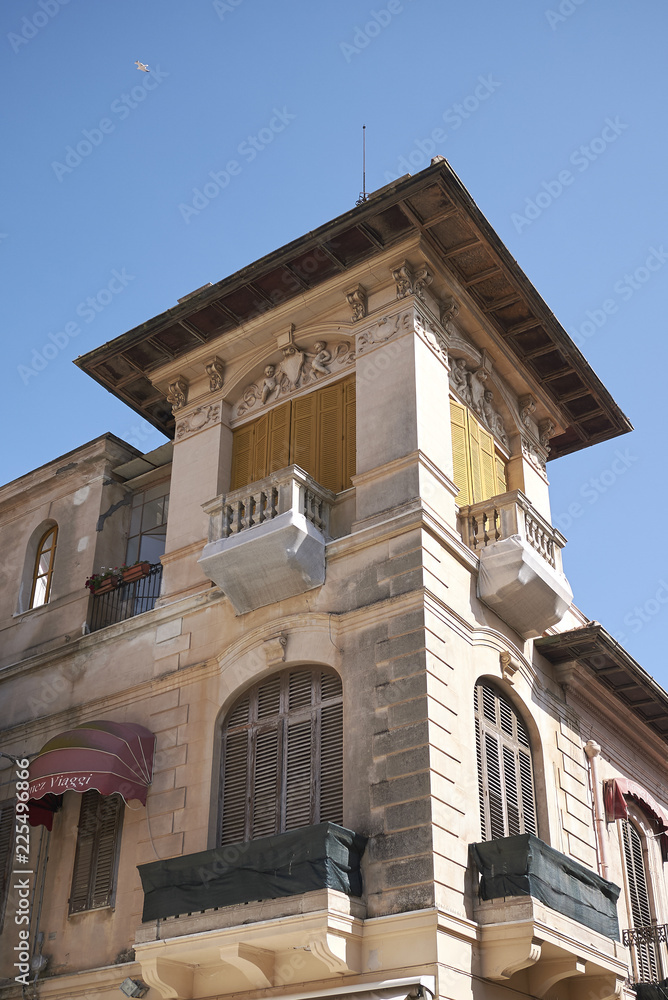 Cefalu, Italy - September 09, 2018: View of an historical building in Cefalu