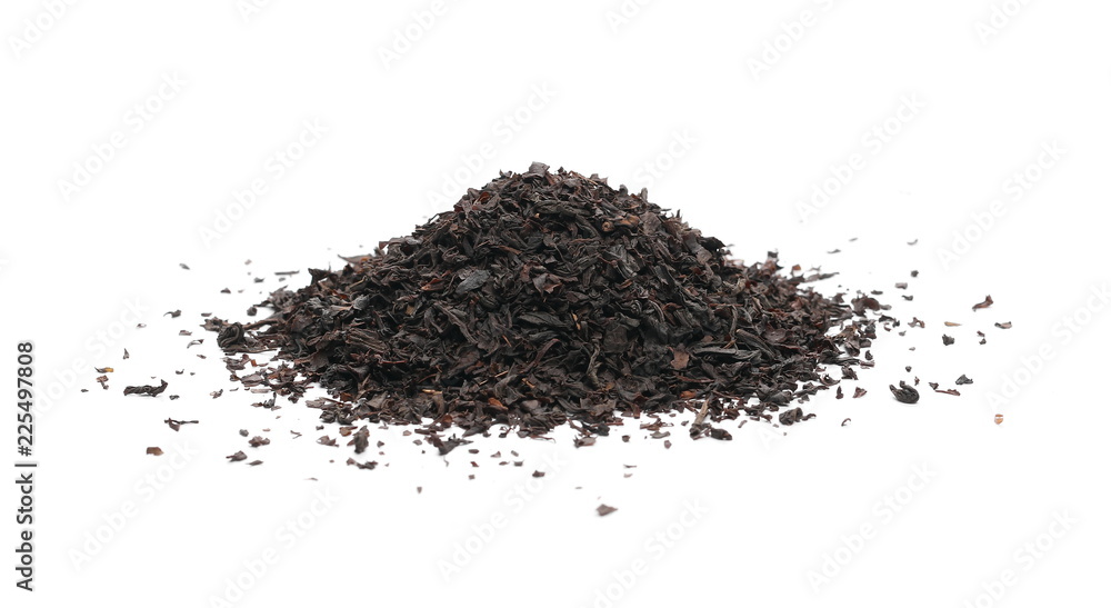 Black tea leaves isolated on white background Black tea leaves isolated on white background