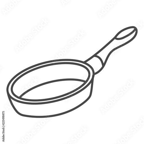 Frying pan icon. Outline frying pan vector icon for web design isolated on white background