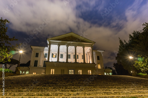 Long time exposure of villa Torlonia in Rome at night, Italy photo