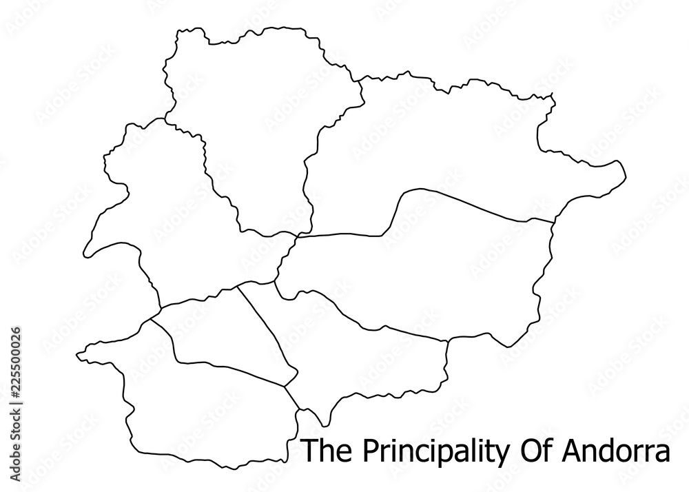 The Principality of Andorra border on a white background circuit The Principality of Andorra border on a white background circuit
